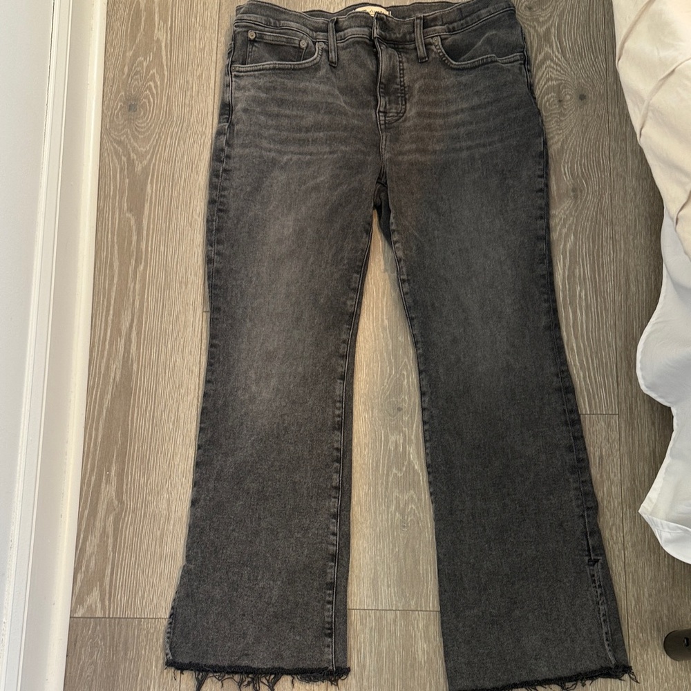 Madewell Charcoal Frayed Hem Flare Jeans